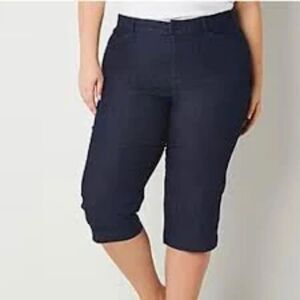 St. John's Bay Denim Capris Cropped Blue Jeans High Rise Dark Wash Womens 20W